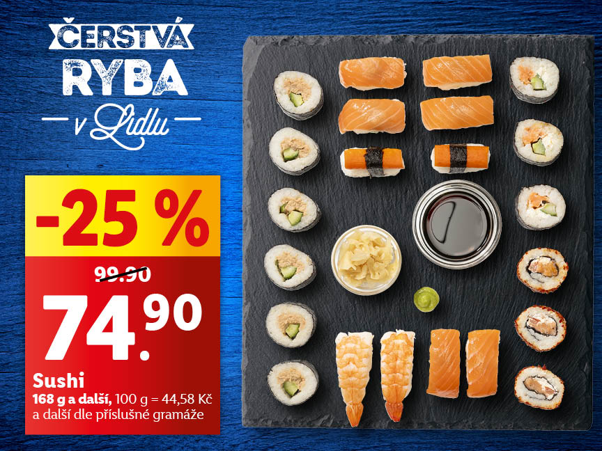 Sushi, různé druhy za 74,90 Kč
