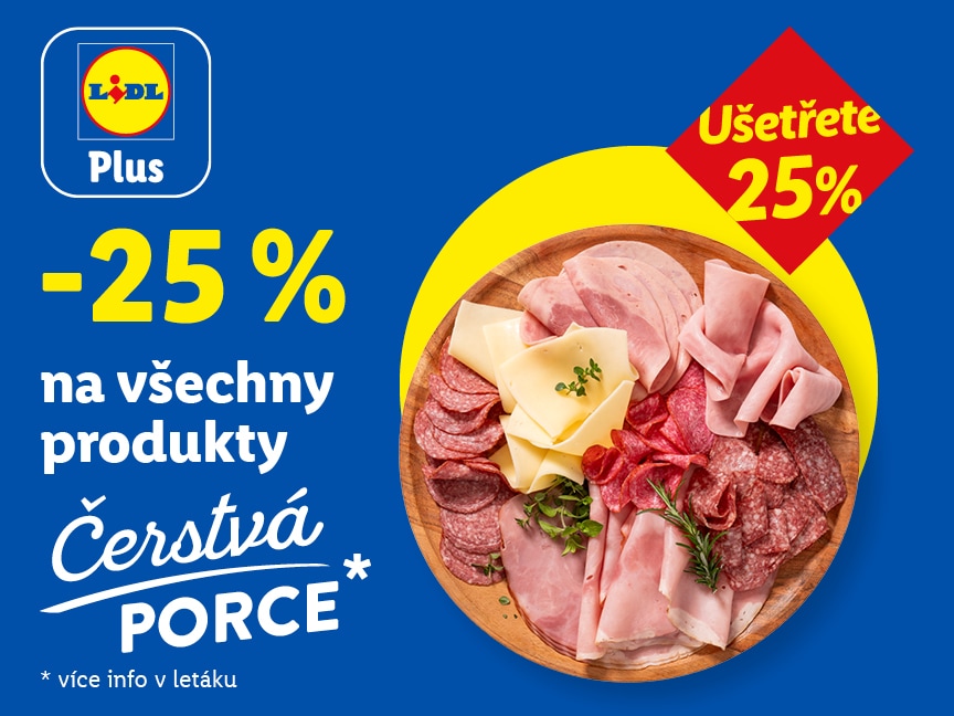 -25 % sleva na všechny produkty Čerstvá porce od pondělí v Lidlu.