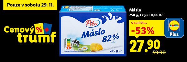 máslo za 27,90 kč