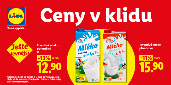 Ceny v klidu - výhodná cena mléka.