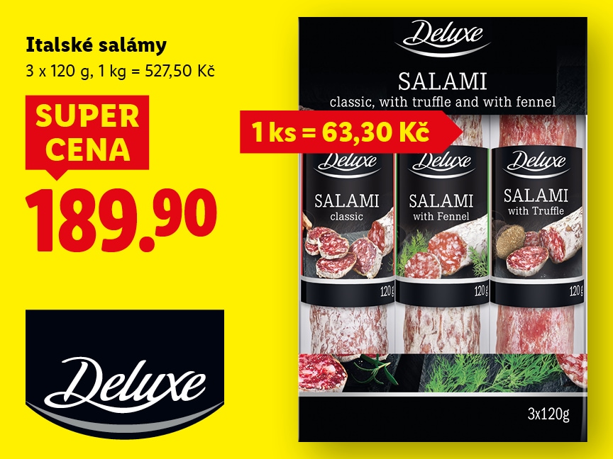 Italské salámy za super cenu 189,90 Kč.